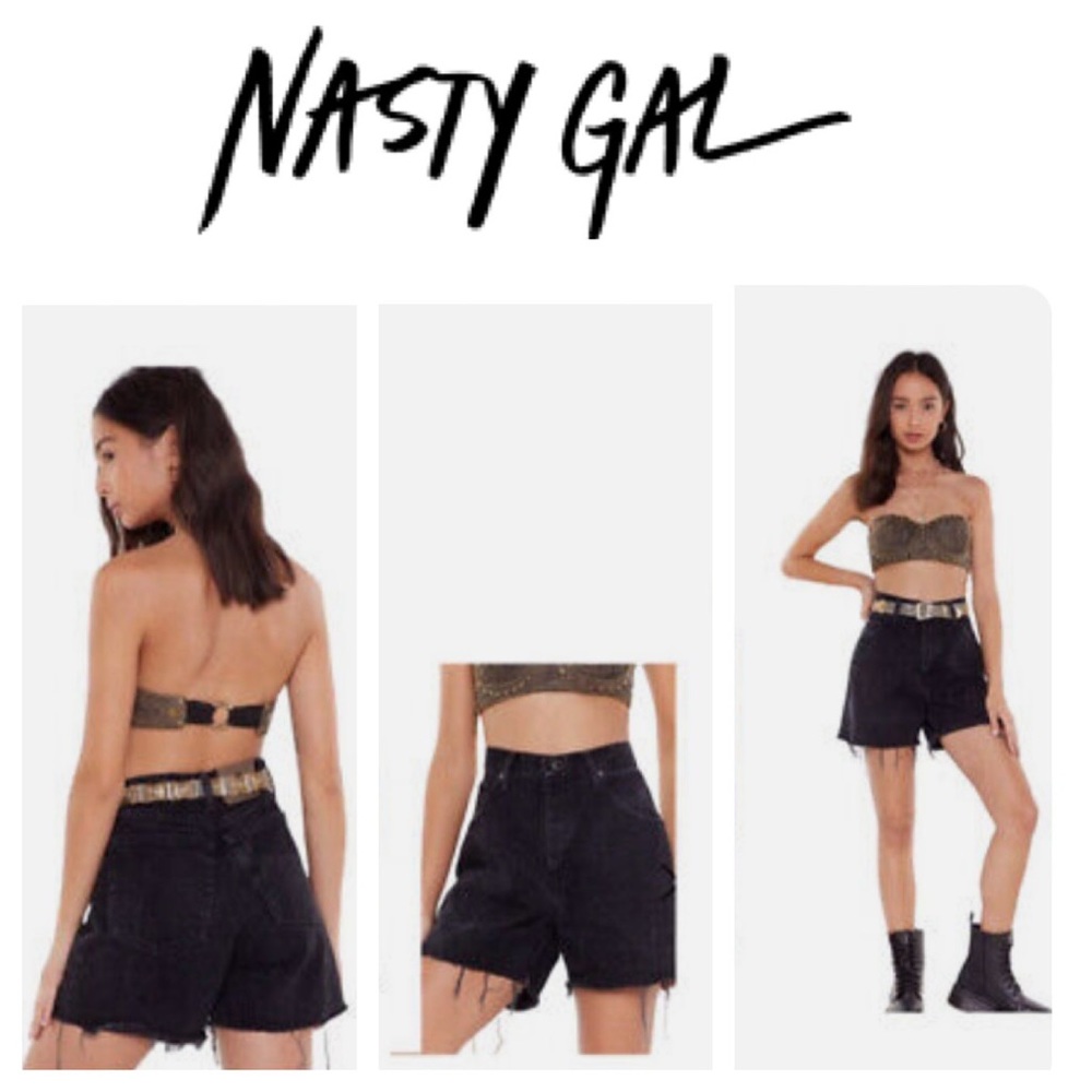 ➡️Nasty Gal AfterParty Reworked Black Denim Short Size Small